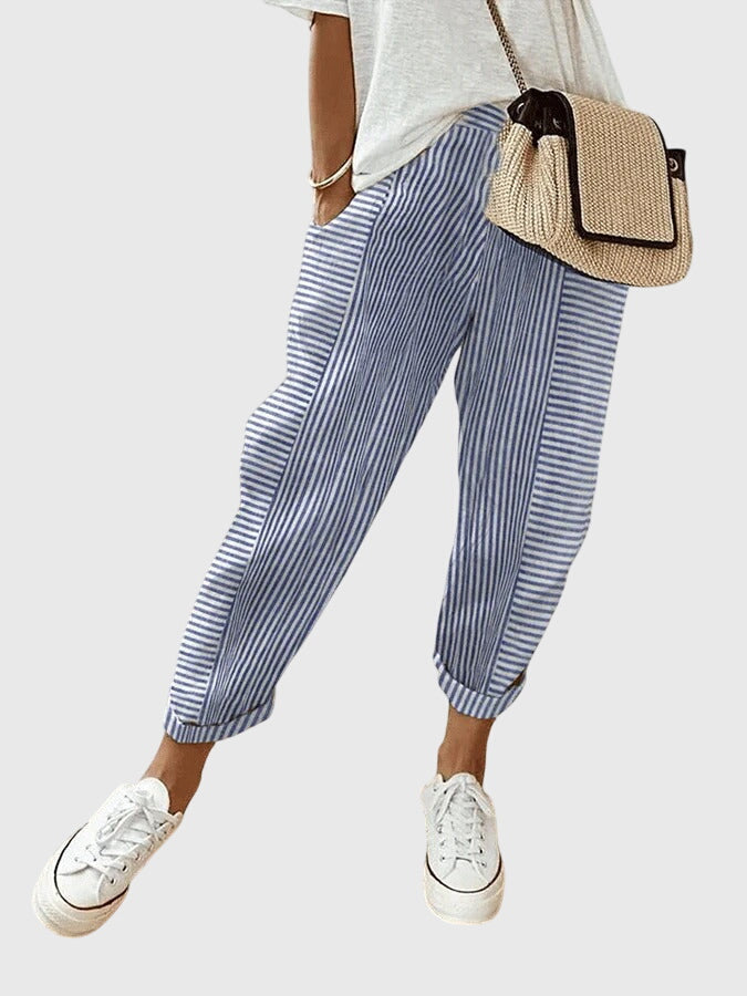 Striped High Waist Tapered Pants