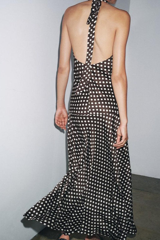 Polka Edition Dot Halter Neck Maxi Dress