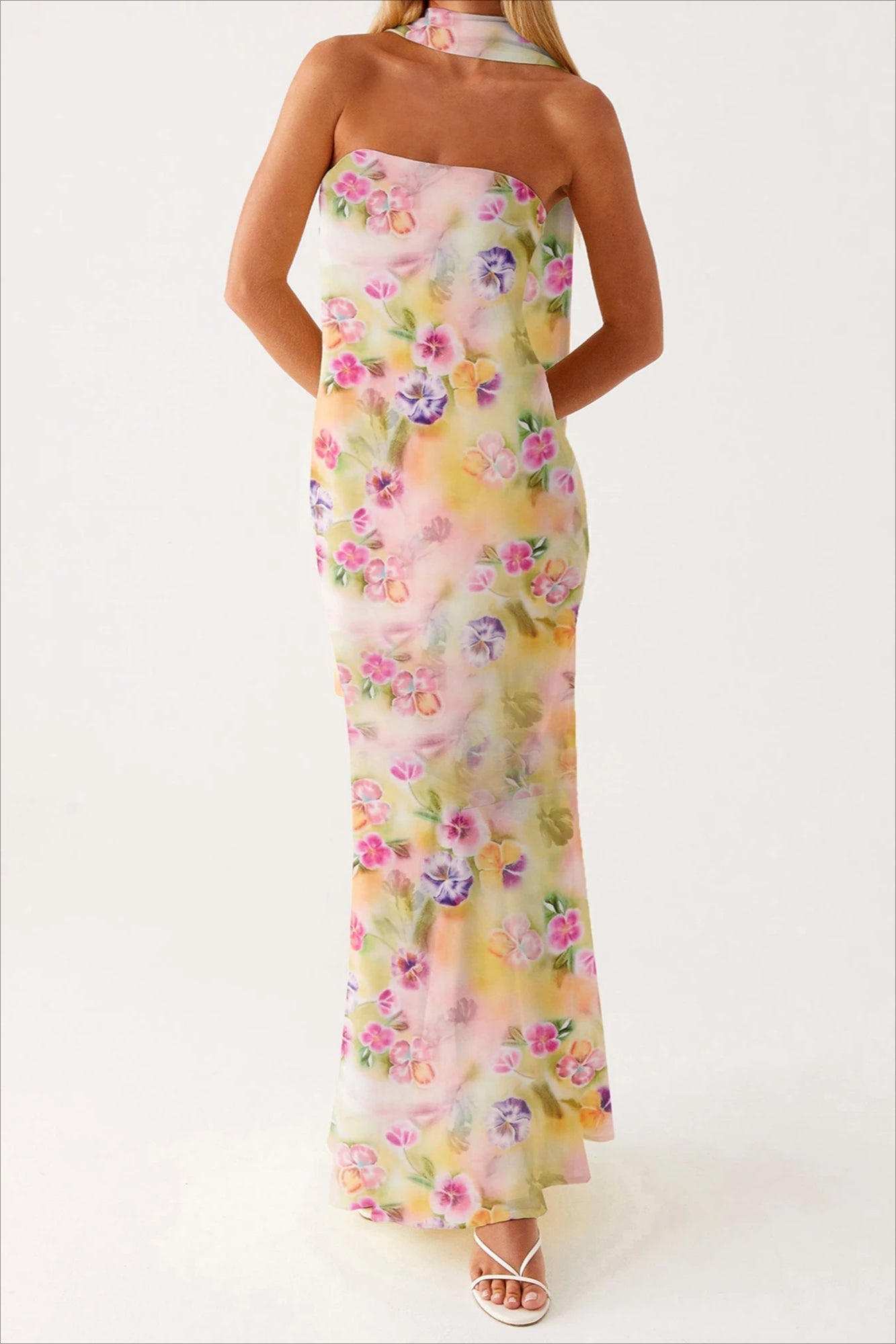 Strapless Edition Ruffle Maxi Floral Dress