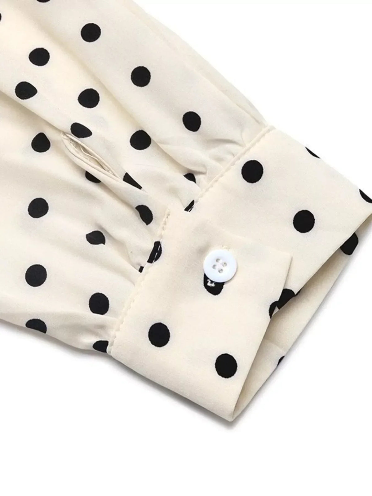 Polka Dot Bow Tie Neck Long Sleeve Pleated A-Line Midi Dress 8