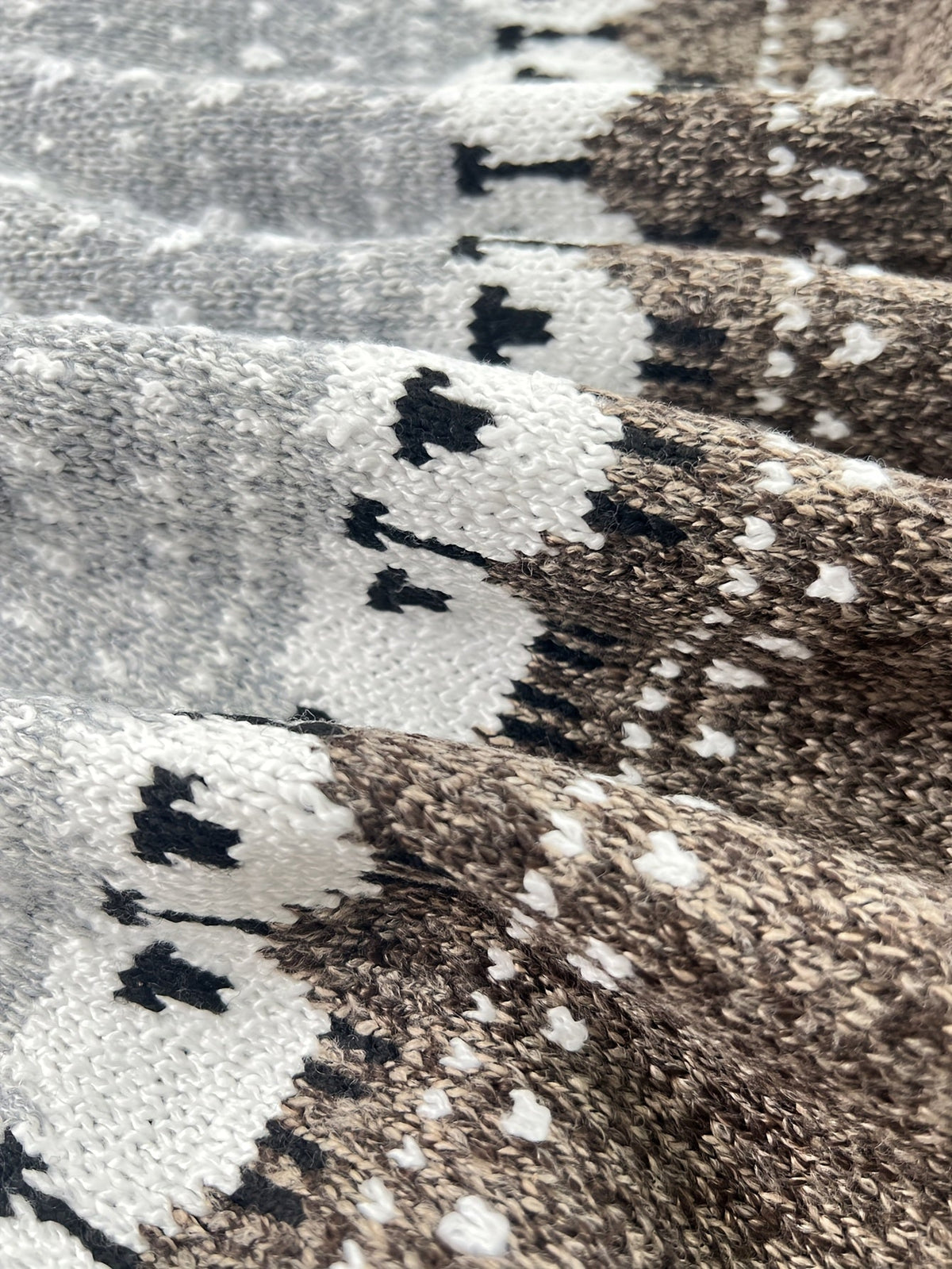 Boat Neck Sheep Fair Isle Knit Sweater