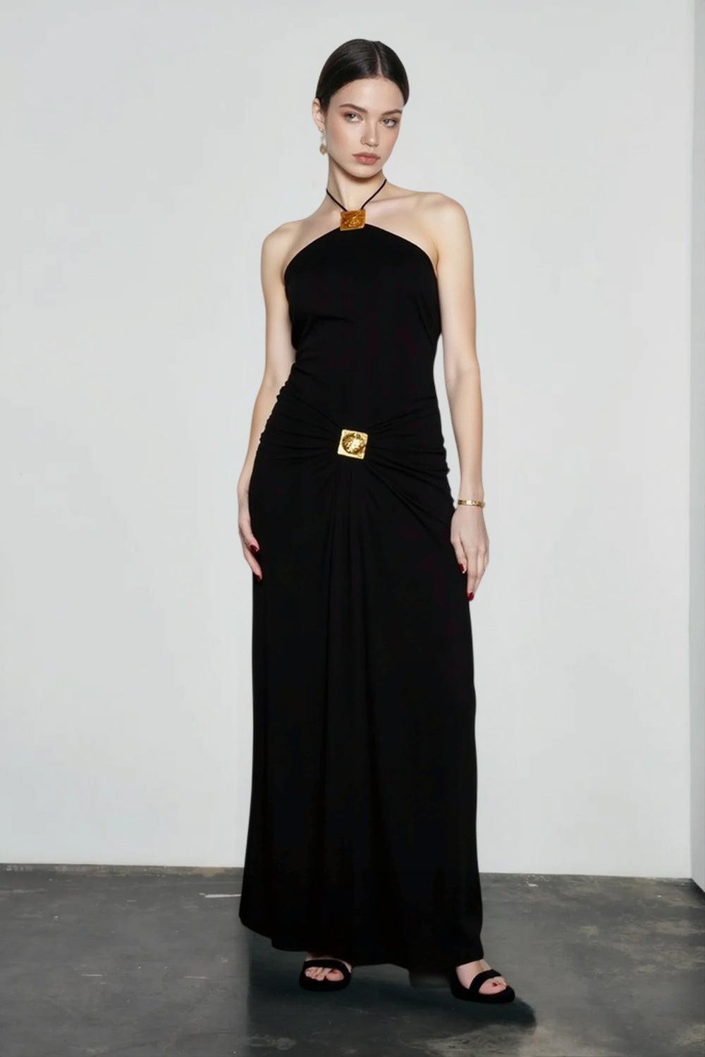 Halter-Neck Ruched Bodycon Dress