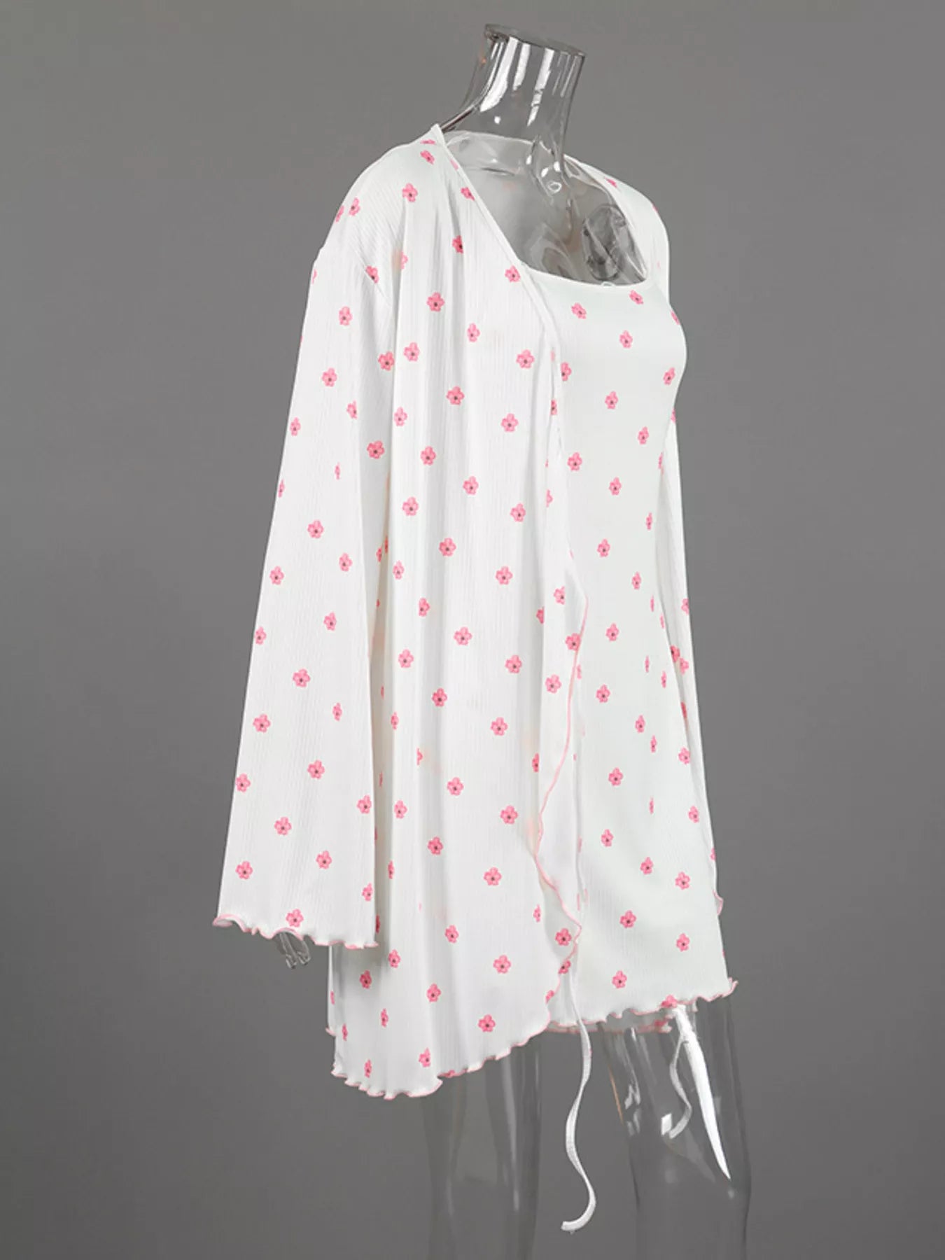 Floral Print Cami Dress and Cardigan Lounge Set