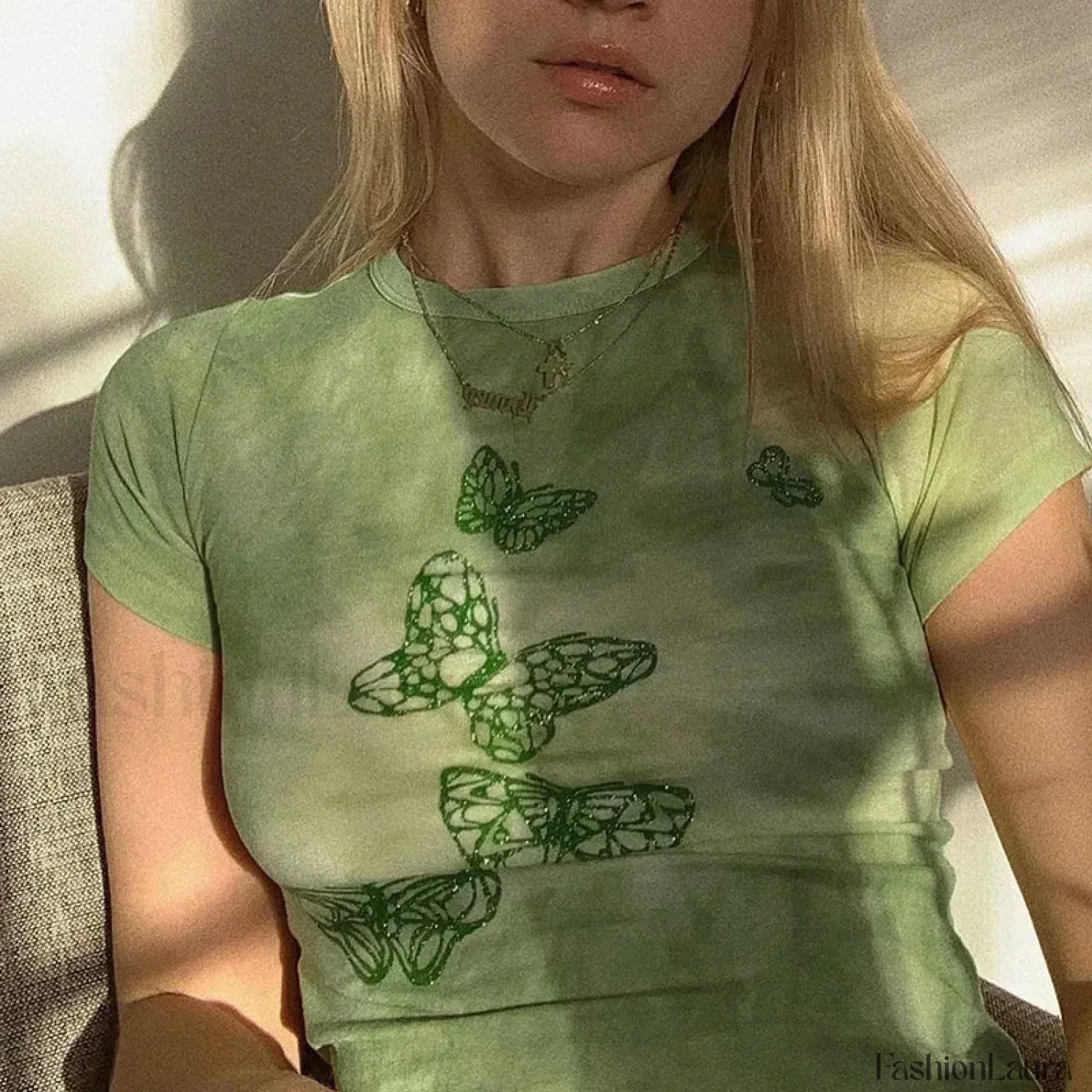 90s Butterfly Print Sexy T-Shirt