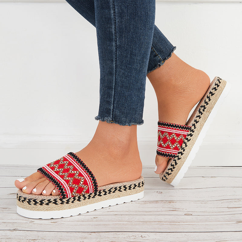 Open Toe Espadrilles Platform Slide Sandals Summer Slippers