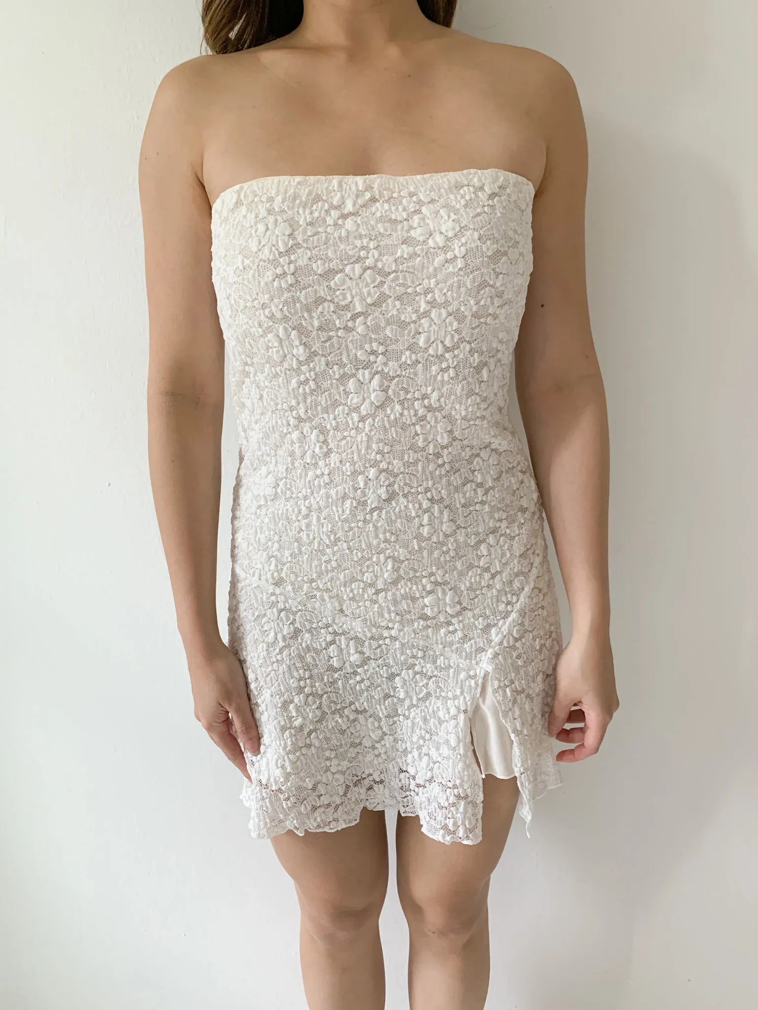 MAEVE LACE MINI DRESS Beige
