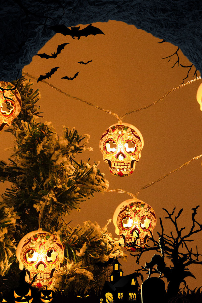 Halloween Skull Light String Decoration Light 10 LED Lights For Halloween Party, Yard, Haunted House Decorations