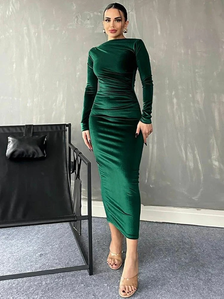 Marta Graceful Midi Dress Contemporary Dress with Premium Casual Styling