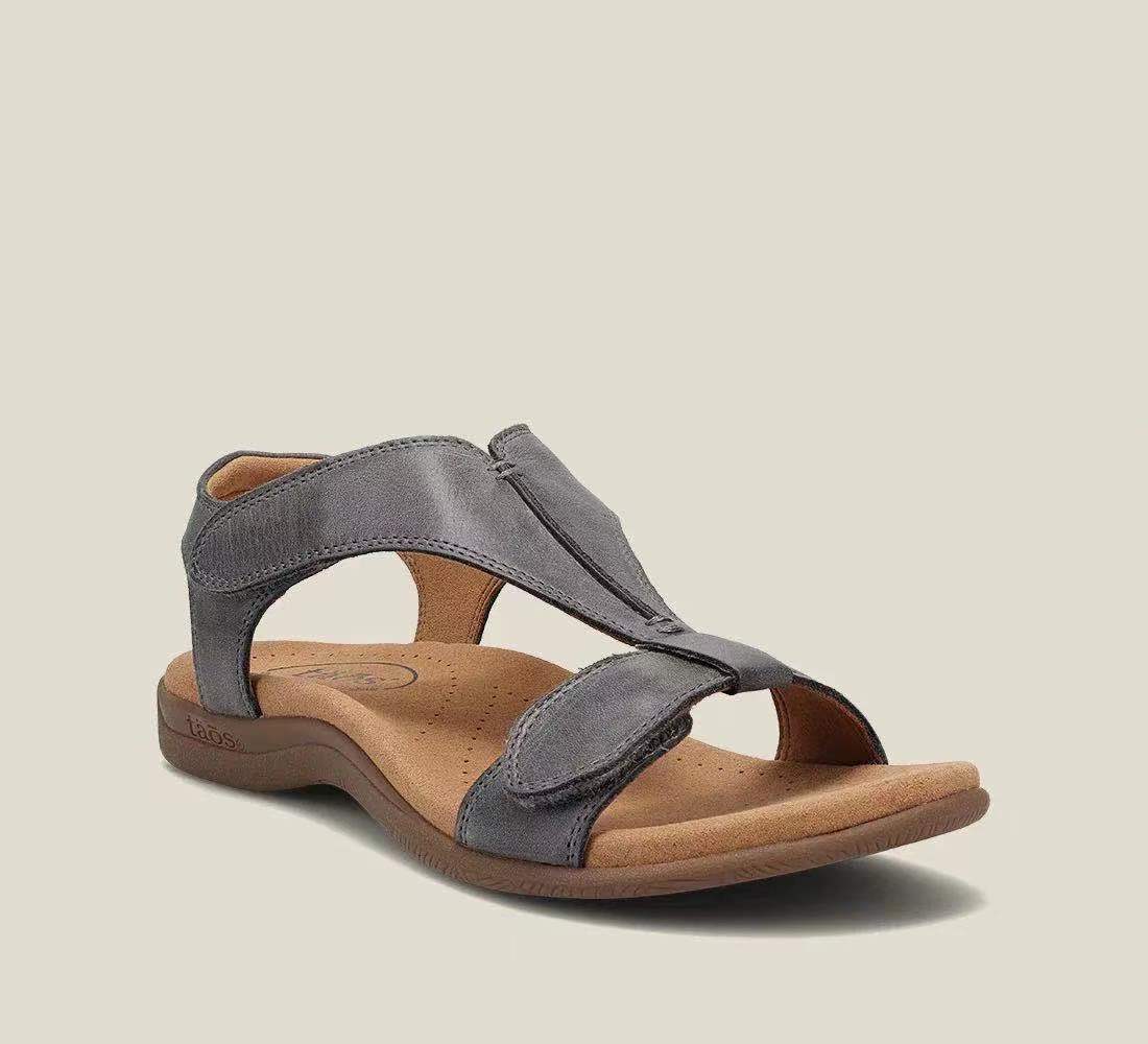 Open Toe T-Strap Cushioned Flat Sandals