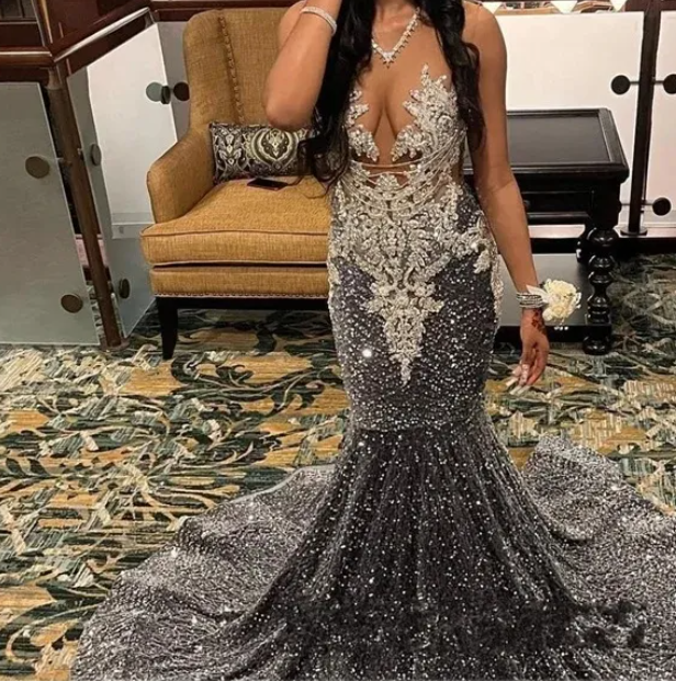 Sparkly Mermaid Long Prom Dress,Glam Dress,Pageant Dress cc978