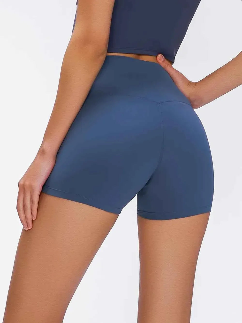 Wide Waistband High Waist Fitted Stretch Active Shorts 17