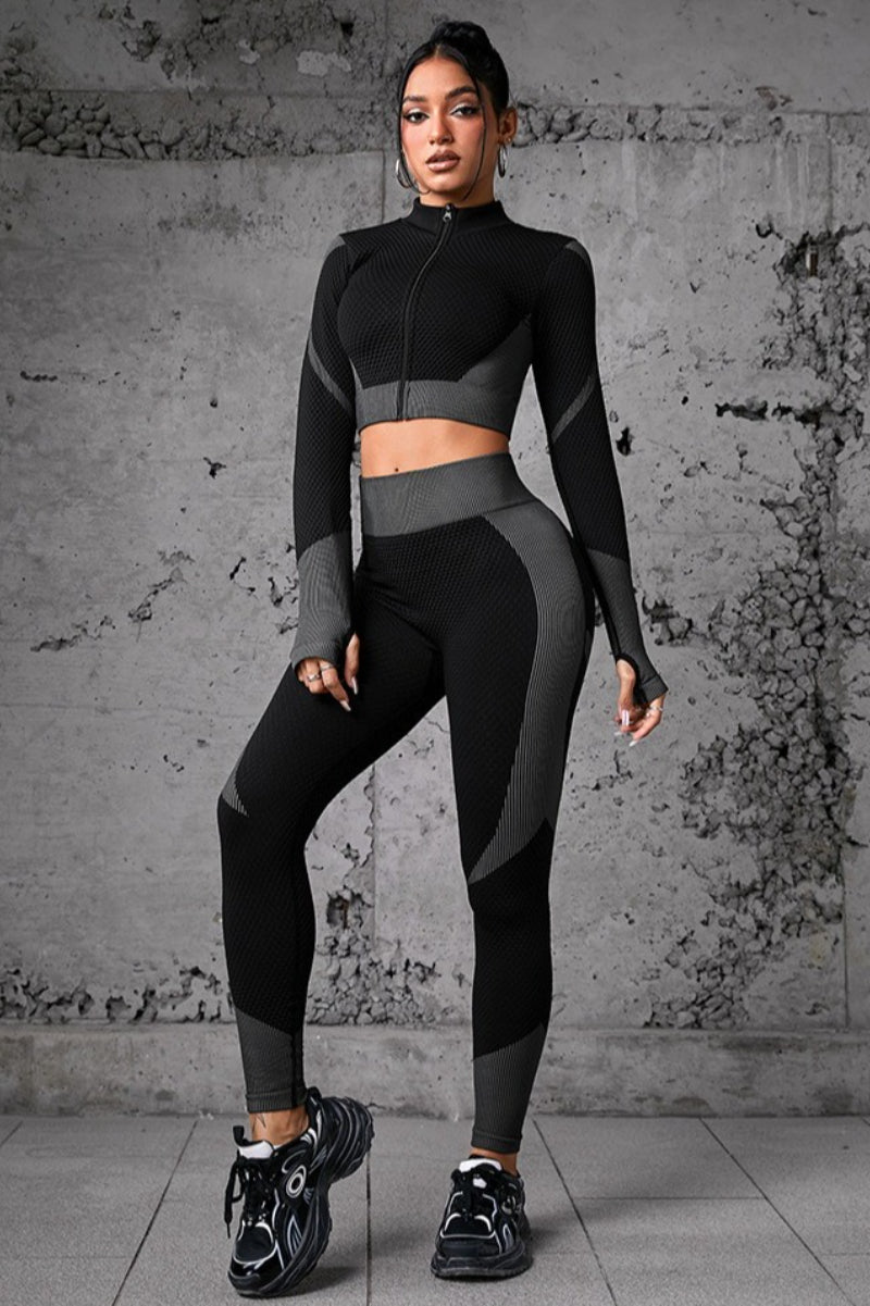 Workout Zip Top Training Pants Activewear Set