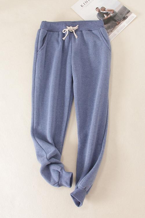Brushed Drawstring Pockets Pants