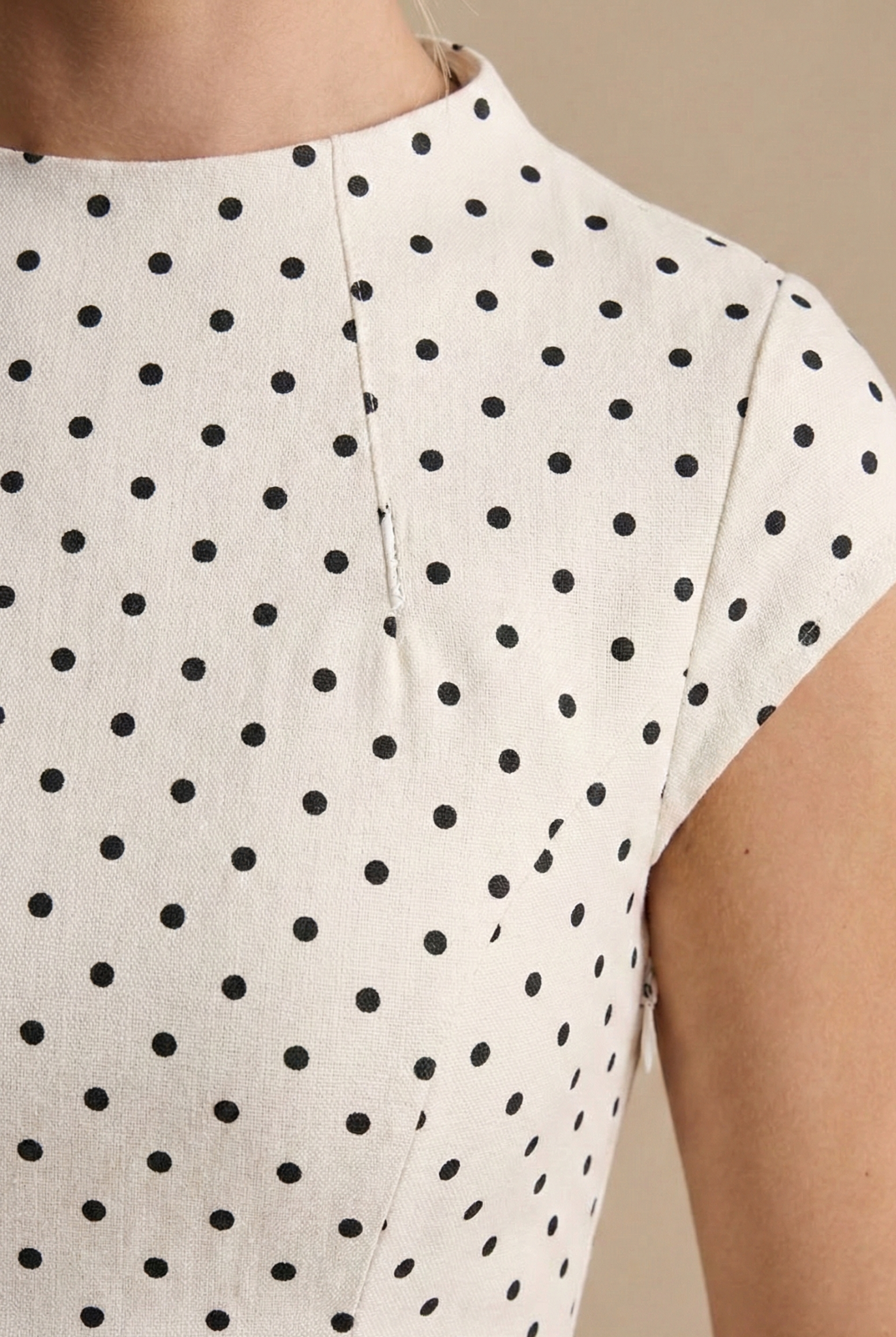 Polka Dot High Neck Cap Sleeve A-Line Maxi Dress 4
