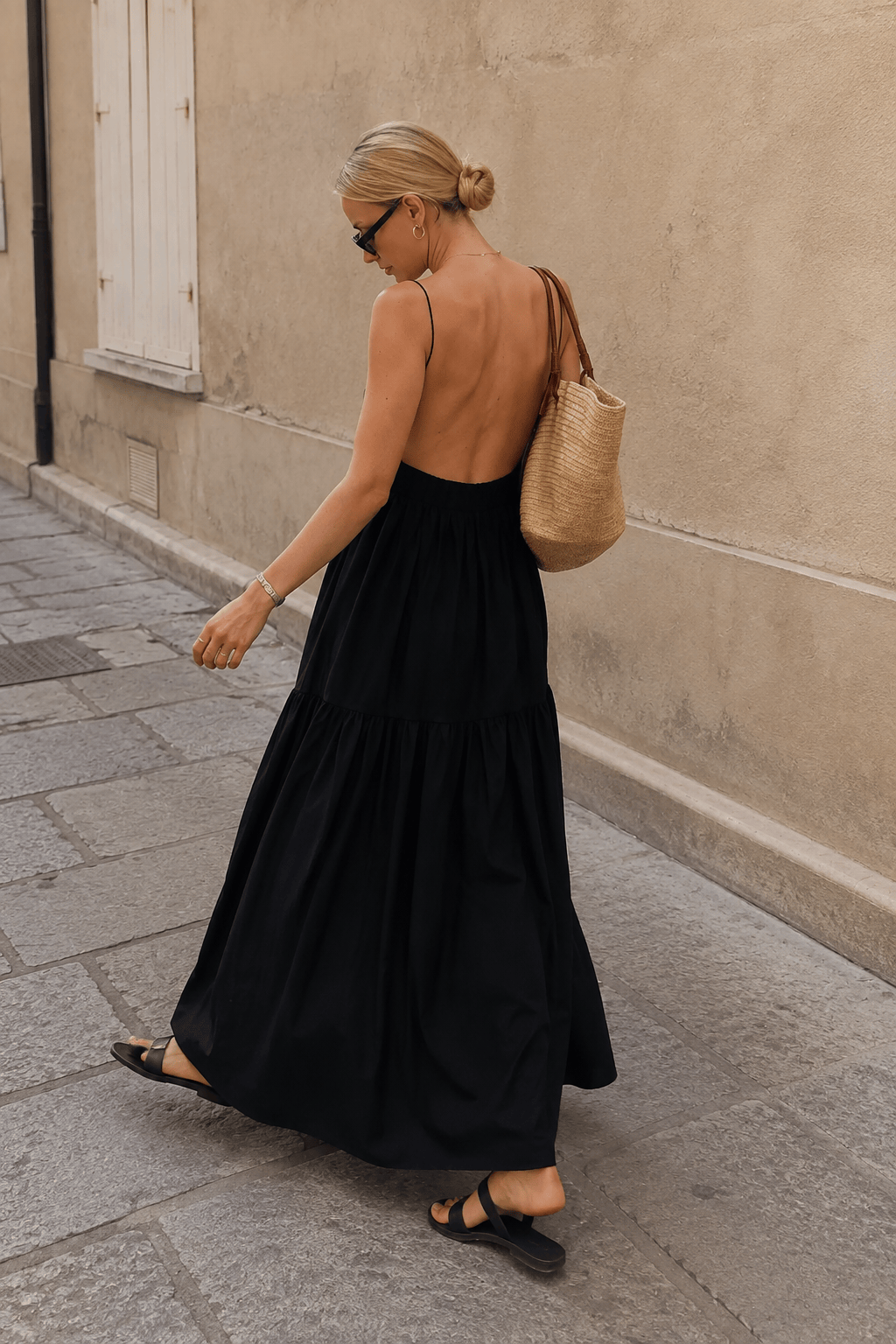 Solid Backless Long Dress