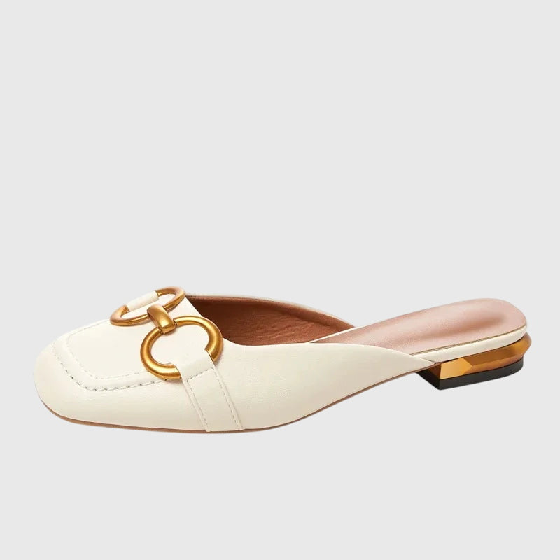 Square Toe Buckle Slip On Flats