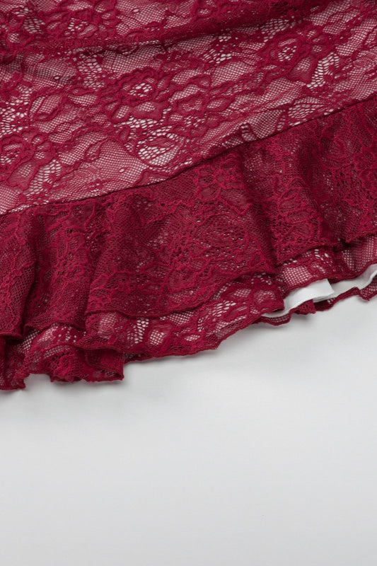 Lace Bustier Ruffle Hem Cocktail Dress - View 11