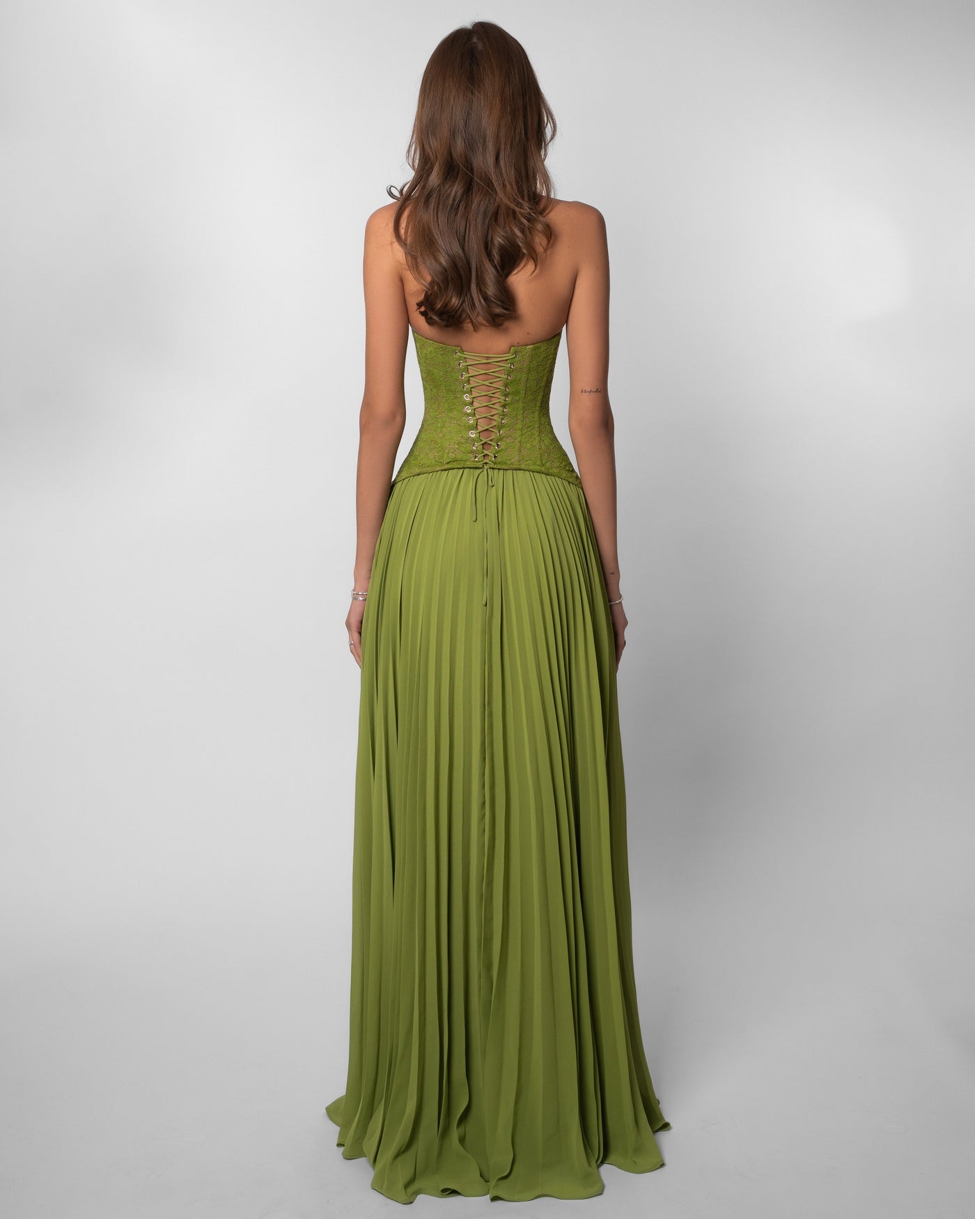 Lace Sweetheart Corset Pleated Maxi Gown 6