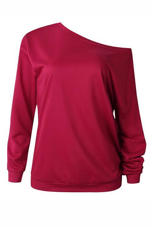 One Shoulder Long Sleeve Hoodie