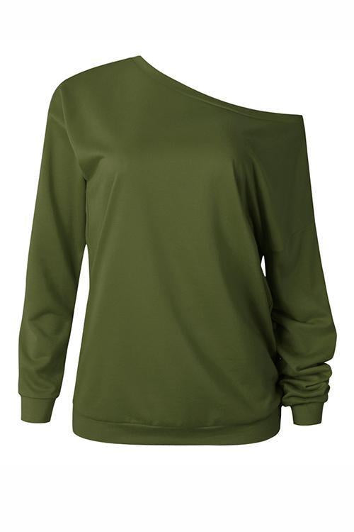 One Shoulder Long Sleeve Hoodie