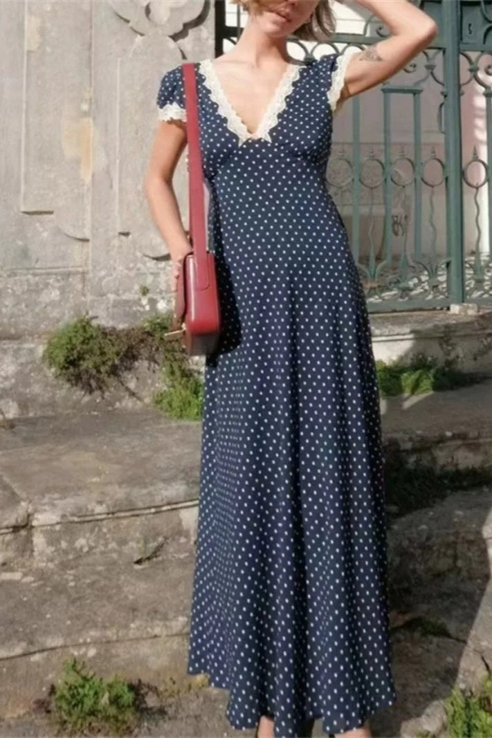Polka Dot Lace Maxi Dress - View 3