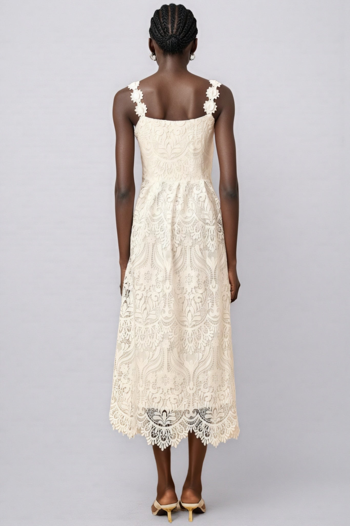 Harlin White Floral Lace Maxi Dress - View 6