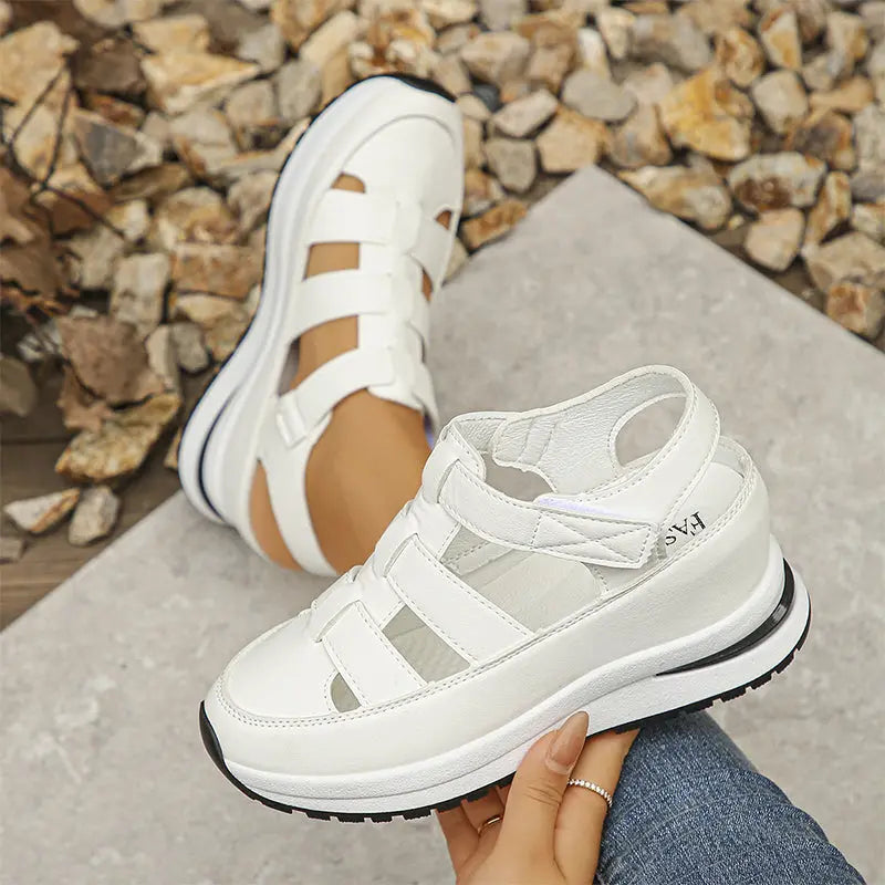 Cutout Closed Toe Platform Fisherman Sandals