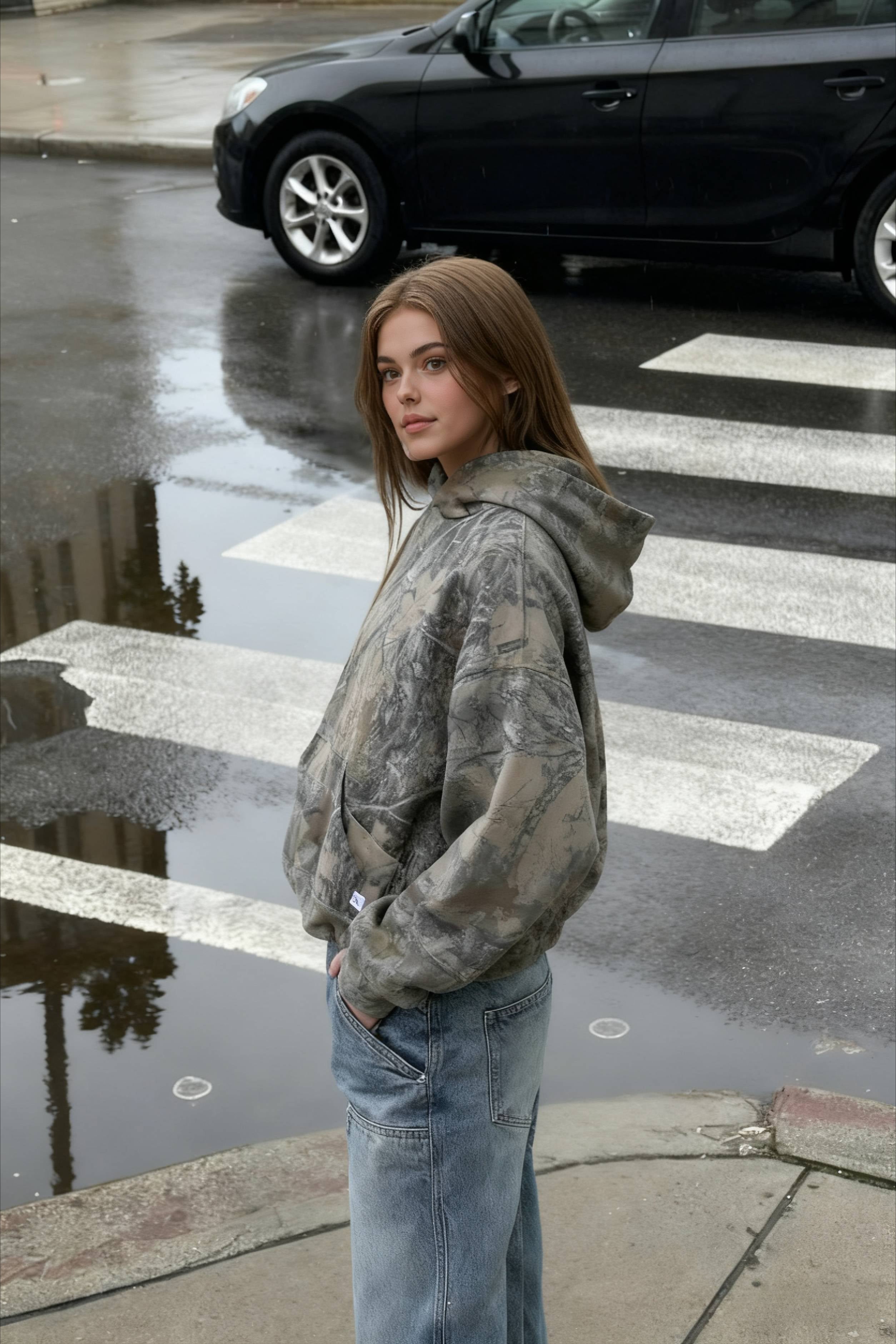 Camo Printed Oversized Hoodie