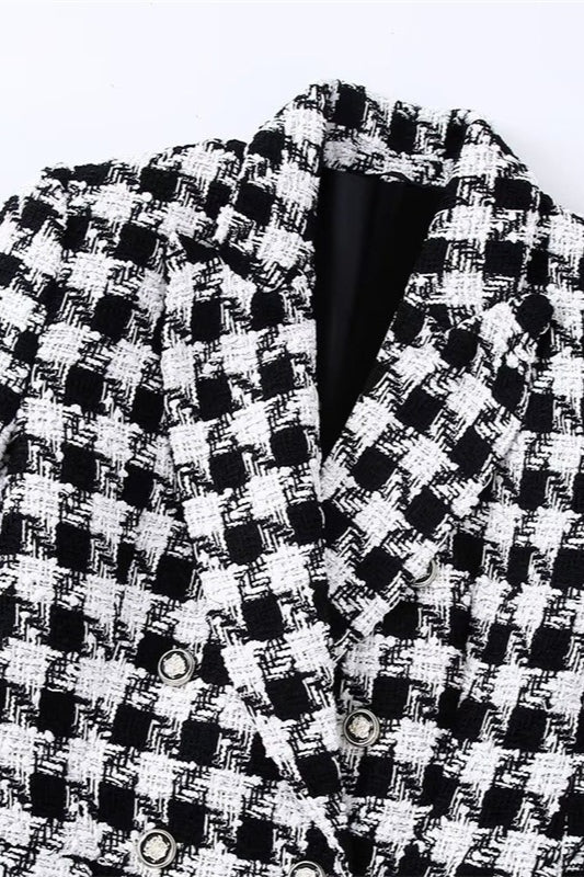 Houndstooth Double Breasted Blazer
