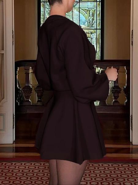 High Neck Long Sleeve Ribbed Knit Mini Dress 13