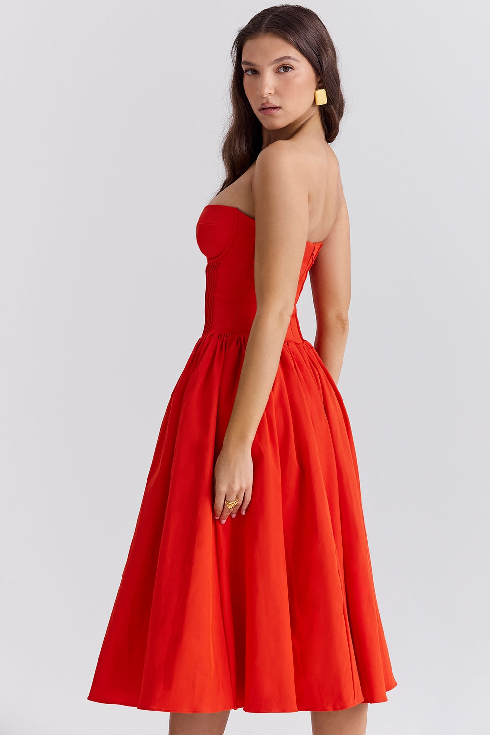 Strapless Bustier Sweetheart Fit and Flare Midi Sundress 7