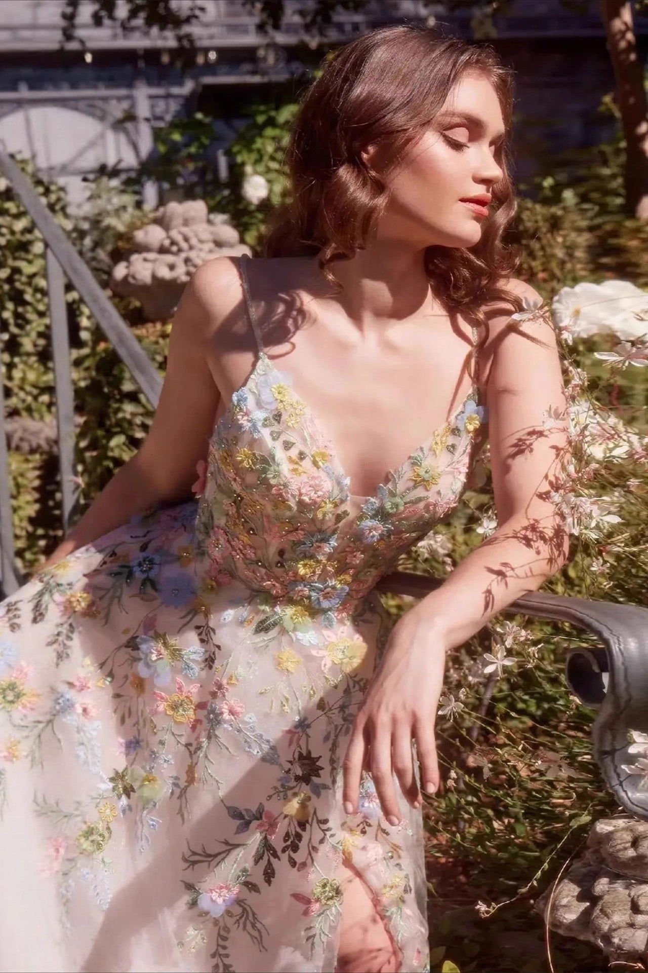 Embellished Spaghetti Strap Ball Gown Prom Dress