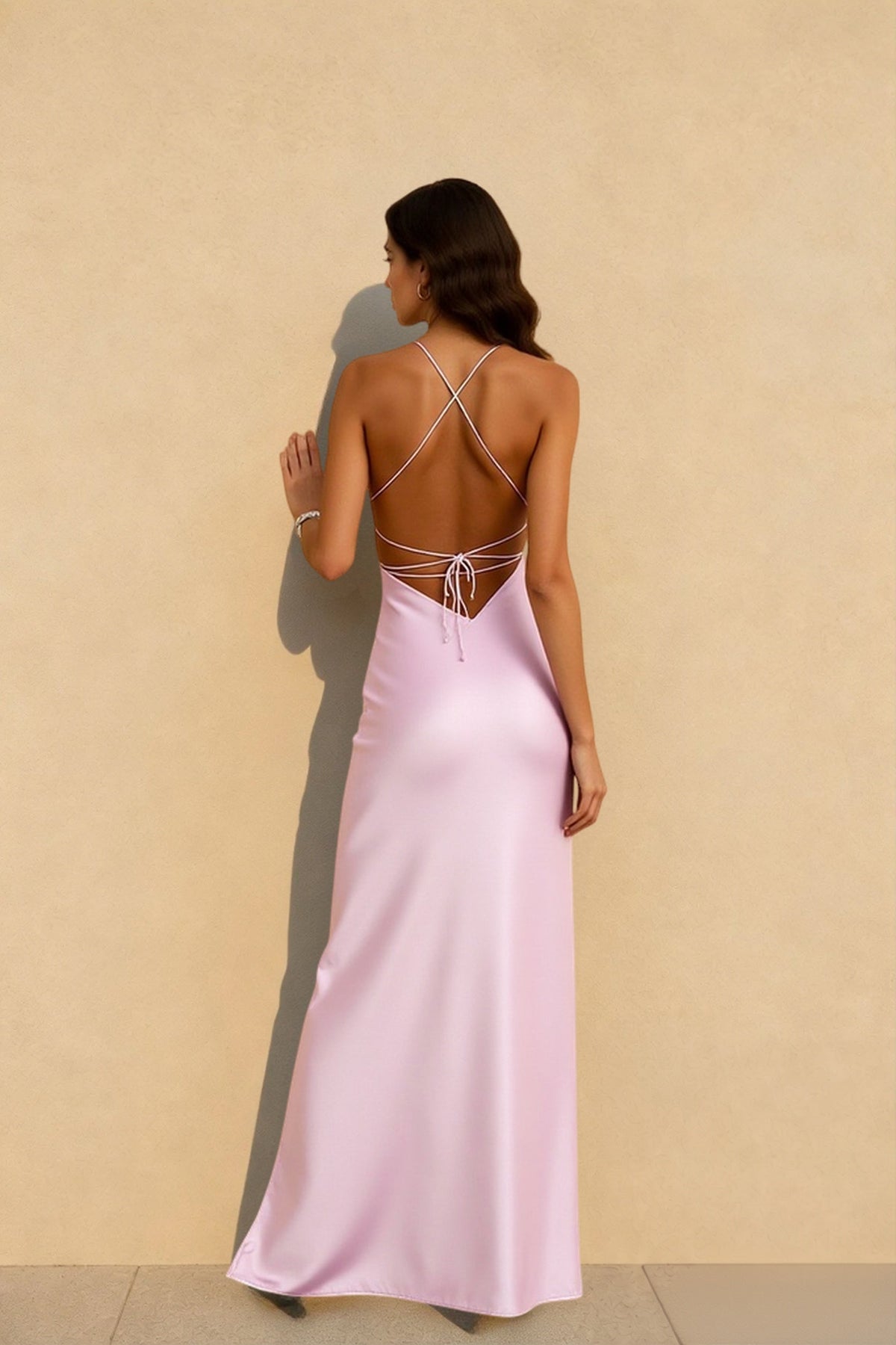 Satin Scoop Neck Spaghetti Strap Seamed Bust Bodycon Slip Dress 6