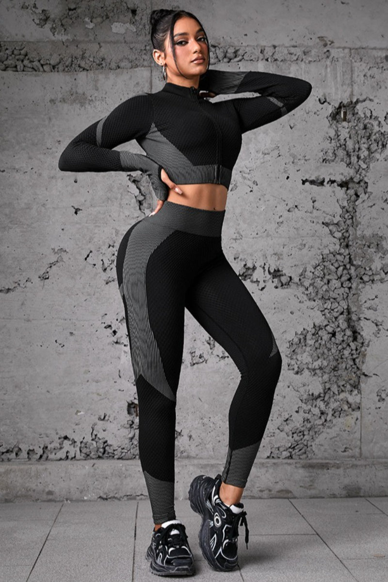 Workout Zip Top Training Pants Activewear Set