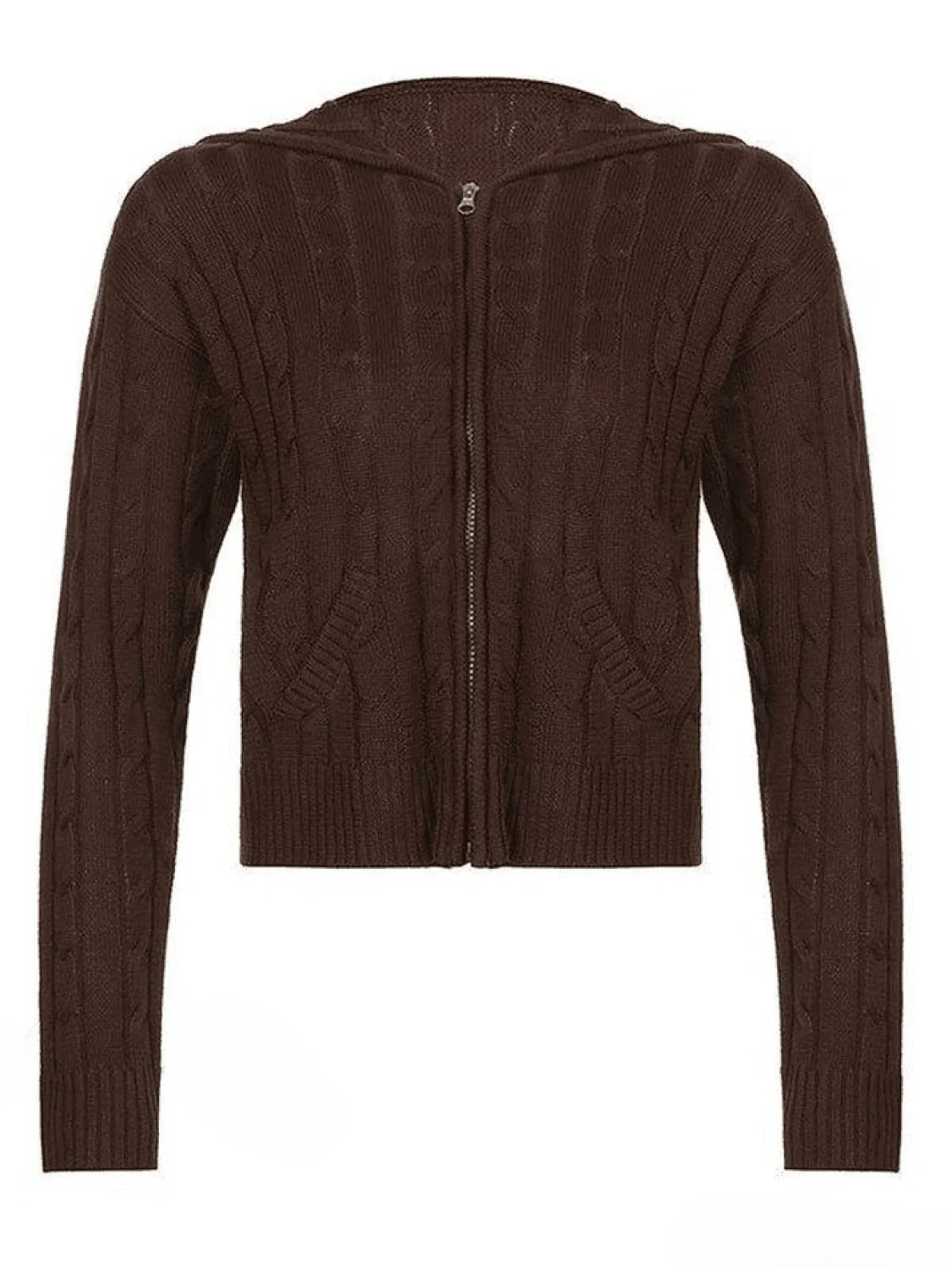 Hooded Button Graceful Front Knit Cardigan