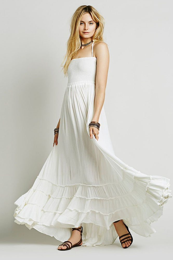 Backless Edition Bohemian Beach Cotton Maxi Boho Dress