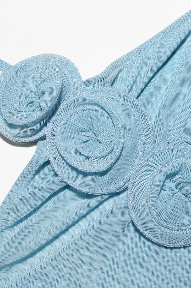 Halter Neck Rosette Backless Slim Maxi Dress