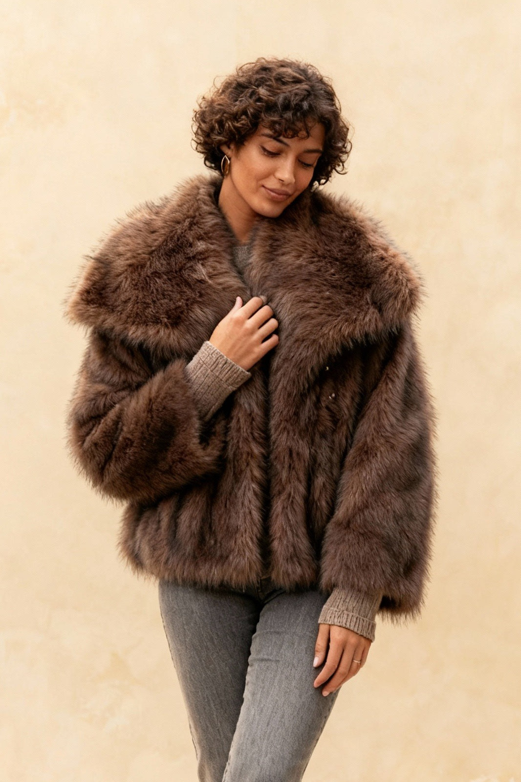 Fox Solid Fluffy Short Coat