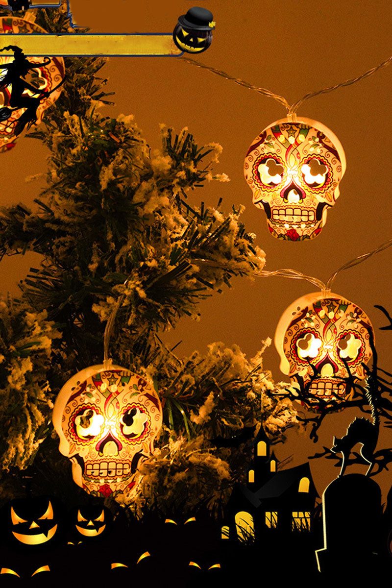 Halloween Skull Light String Decoration Light 10 LED Lights For Halloween Party, Yard, Haunted House Decorations