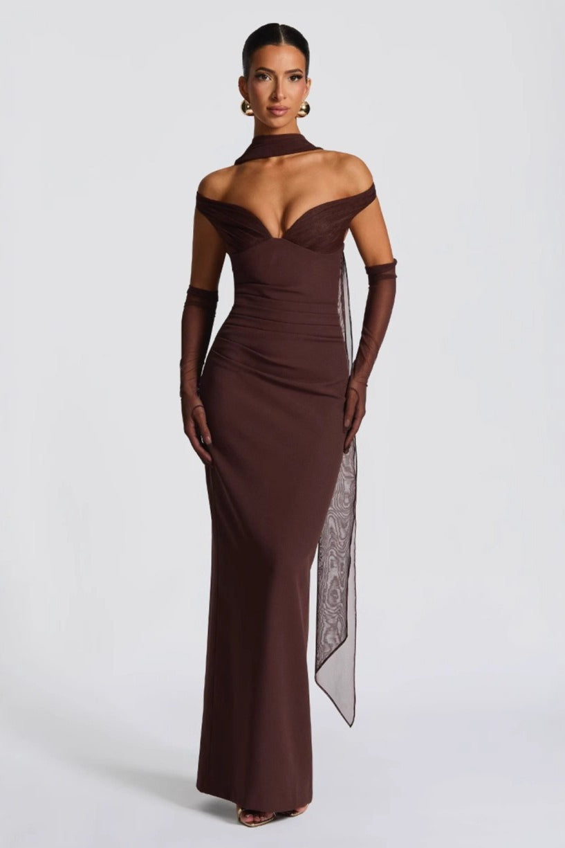 Off Shoulder Sweetheart Ruched Bodycon Mermaid Maxi Gown