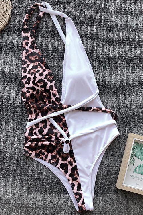 Leopard Patchwork One Pieces Swimwear