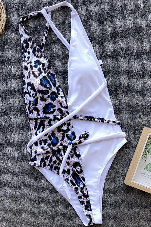 Leopard Patchwork One Pieces Swimwear