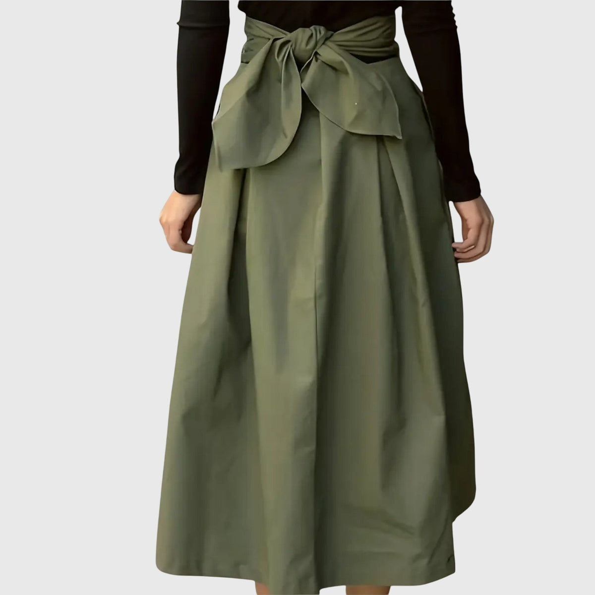 High Waist A-Line Midi Skirt