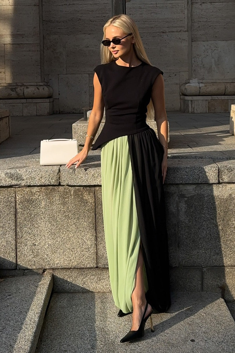 Draped Asymmetric Hem Tulip Skirt