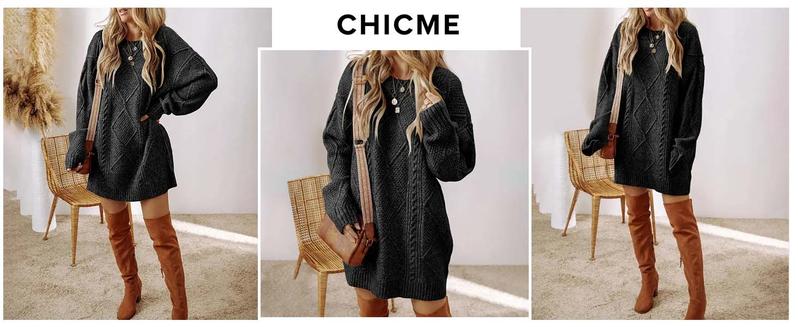 Long Sleeve Cable Knit Sweater Mini Dress 15