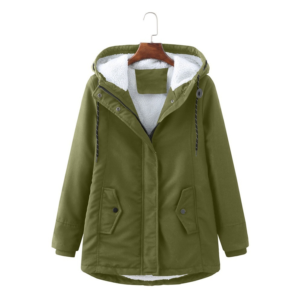 Hooded Sherpa Lined Zip Front Utility Parka Jacket