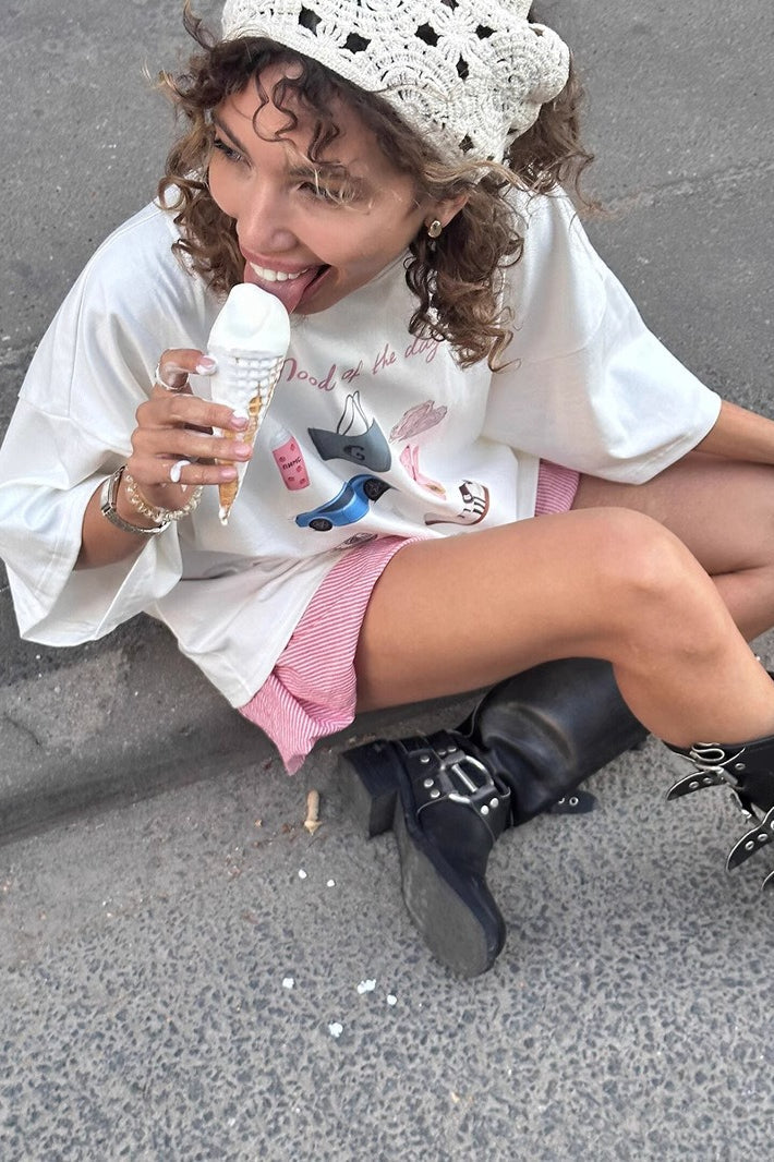 Hand Painted Print Oversized T-Shirt