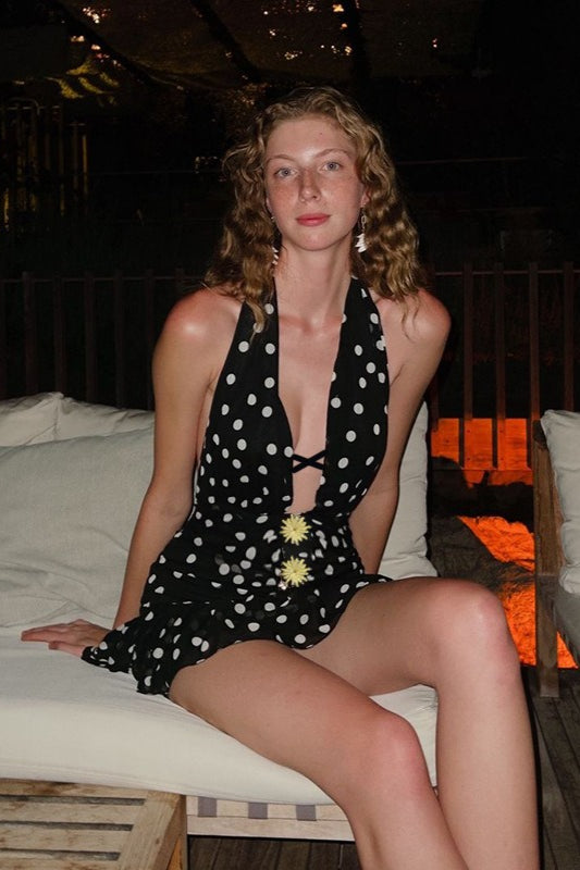 Polka Dot VNeck Mini Dress