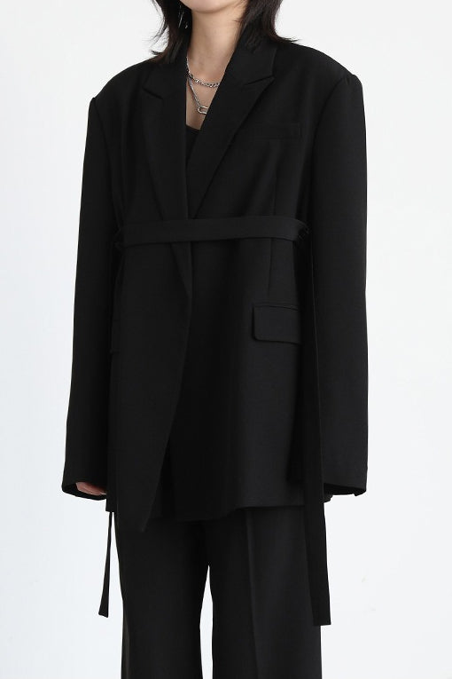 Deconstructed Wide Lapel Draped Blazer
