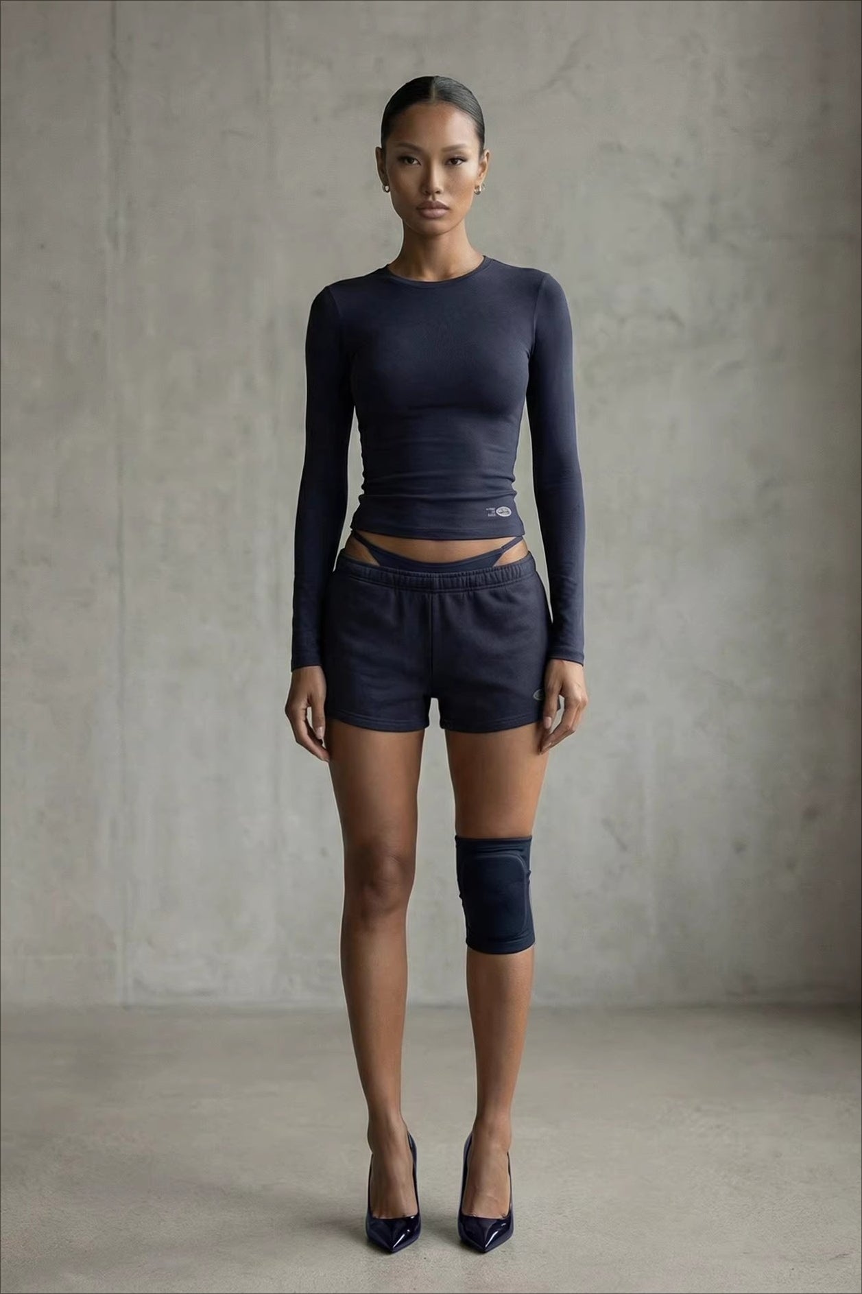 Elastic Waist Print Dolphin Hem Shorts
